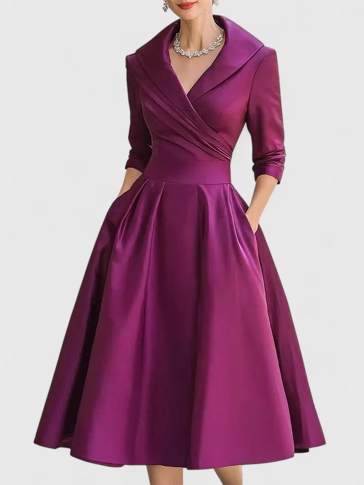 Elegant Collection | Long Sleeve Midi Dress with Discreet Pockets | Versatile Style for Any Occasion 7
