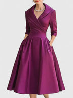 Elegant Collection | Long Sleeve Midi Dress with Discreet Pockets | Versatile Style for Any Occasion 7