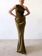 Elegant Collection | Plus Size Maxi Dress with Asymmetric Neckline | Flattering Long Dress for Stunning Silhouette