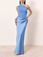Elegant Collection | Plus Size Maxi Dress with Asymmetric Neckline | Flattering Long Dress for Stunning Silhouette