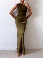 Elegant Collection | Plus Size Maxi Dress with Asymmetric Neckline | Flattering Long Dress for Stunning Silhouette