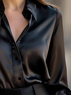 Elegant Collection | Women's Blouse with Classic Lapel Collar | Soft Satin for Effortless Style and Comfort 1