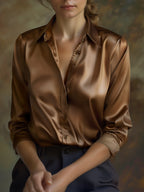 Elegant Collection | Women's Blouse with Classic Lapel Collar | Soft Satin for Effortless Style and Comfort 3