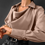 Elegant Collection | Women's Silk Blouse with Timeless Cowl Neck | Versatile Style for Any Occasion 1
