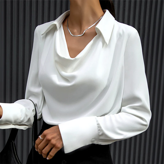 Elegant Collection | Women's Silk Blouse with Timeless Cowl Neck | Versatile Style for Any Occasion 3
