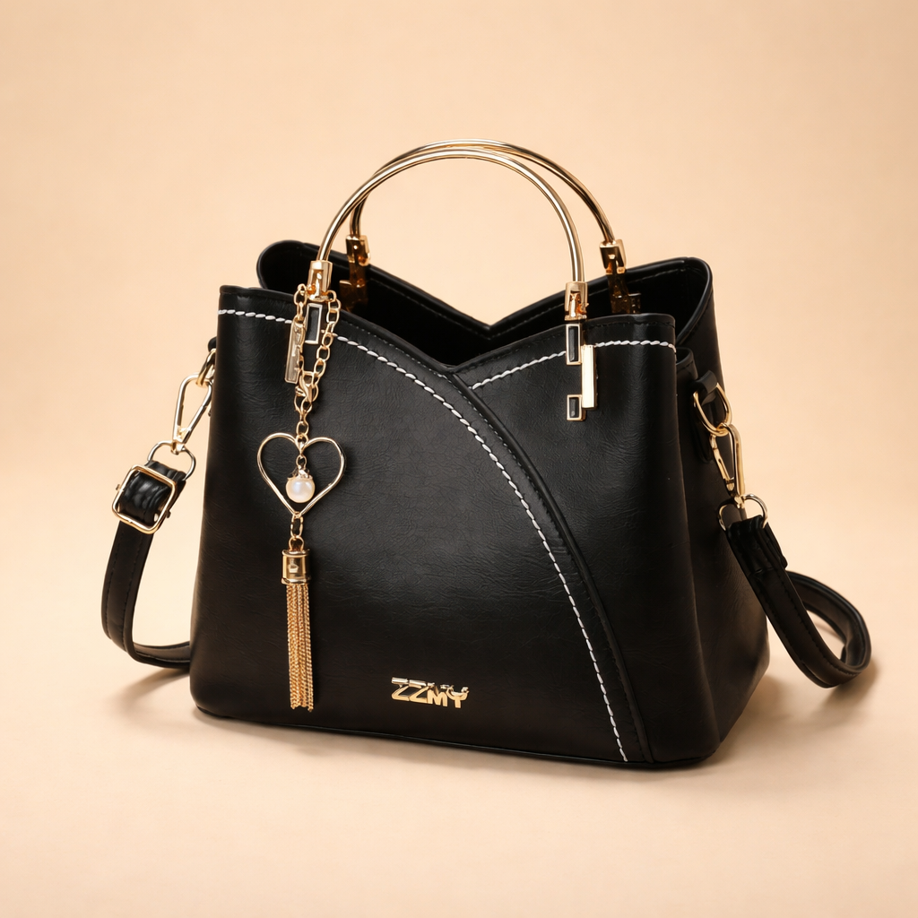 Elegant Leather Shoulder Bag for Women with Adjustable Strap and Organized Interior 2