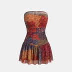 Elegant Mini Dress | Women's Dress with Strapless Design & Ruffled Hem | Perfect Summer Style for Casual Outings 0