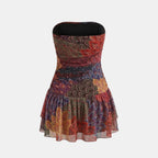Elegant Mini Dress | Women's Dress with Strapless Design & Ruffled Hem | Perfect Summer Style for Casual Outings 3