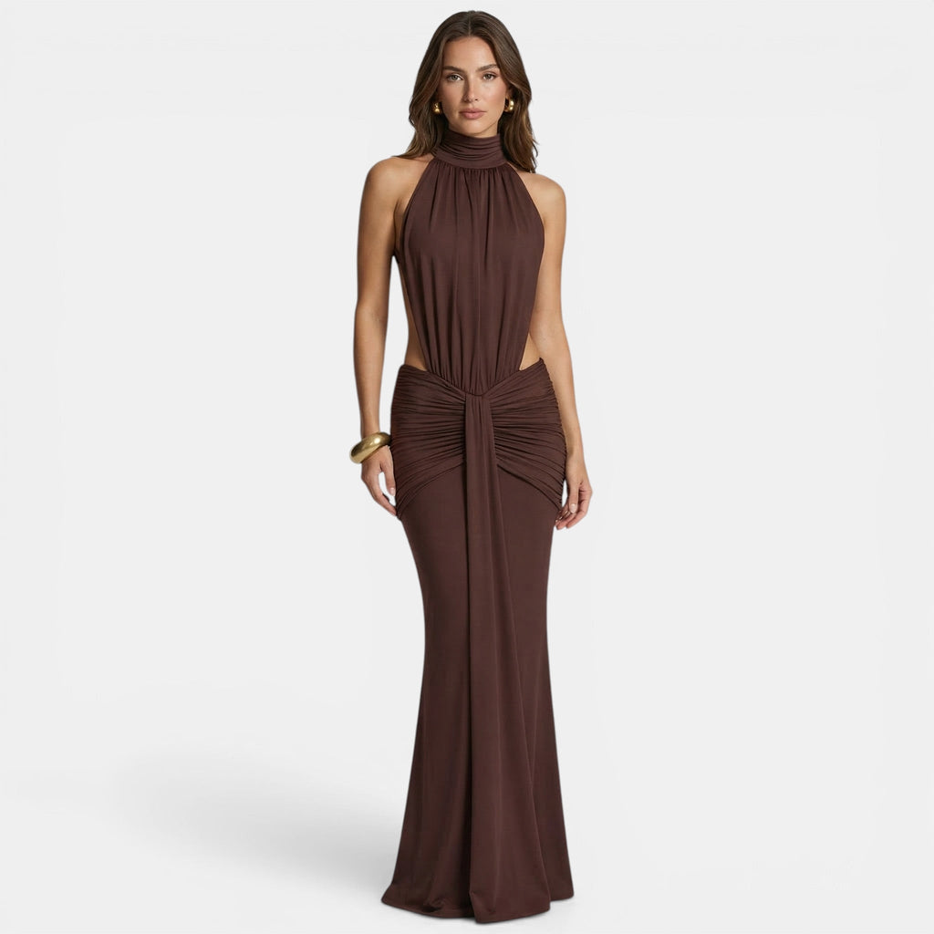 Elegant Off-Shoulder Maxi Dress with Ruffle Detailing | Stylish Long Dress for Evening Events 1