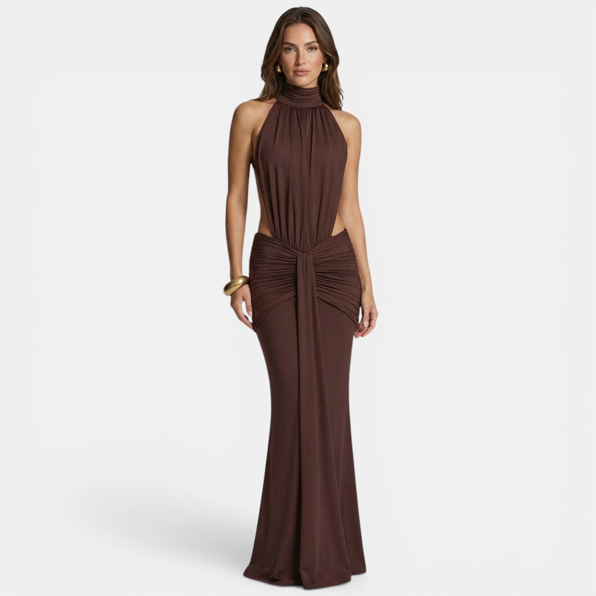Elegant Off-Shoulder Maxi Dress with Ruffle Detailing | Stylish Long Dress for Evening Events 1