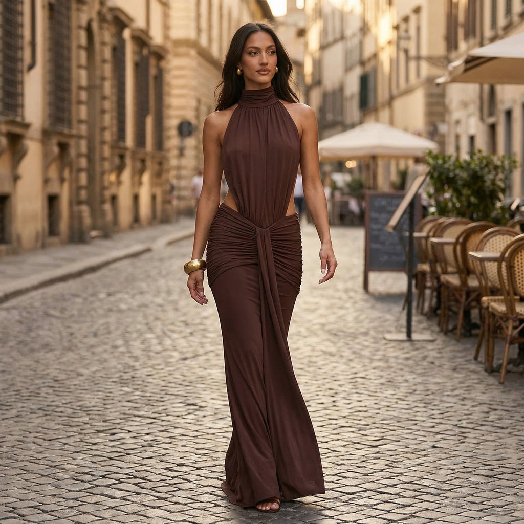 Elegant Off-Shoulder Maxi Dress with Ruffle Detailing | Stylish Long Dress for Evening Events 2
