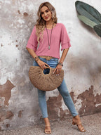 Elegant V-Neck Blouse | Half Sleeve Design with Slight Stretch for Comfort 10