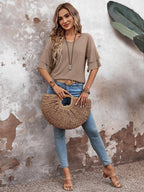 Elegant V-Neck Blouse | Half Sleeve Design with Slight Stretch for Comfort 3