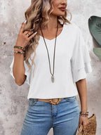 Elegant V-Neck Blouse | Half Sleeve Design with Slight Stretch for Comfort 8