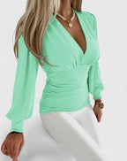 Elegant V-Neck Women's Top with Tailored Fit | Versatile Design for Effortless Style 12