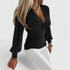 Elegant V-Neck Women's Top with Tailored Fit | Versatile Design for Effortless Style 2
