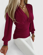 Elegant V-Neck Women's Top with Tailored Fit | Versatile Design for Effortless Style 8