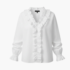 Elegant Women's Blouse with V-Neckline & Ruffle Detail | Versatile Top for Any Occasion 1