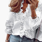 Elegant Women's Blouse with V-Neckline & Ruffle Detail | Versatile Top for Any Occasion 3