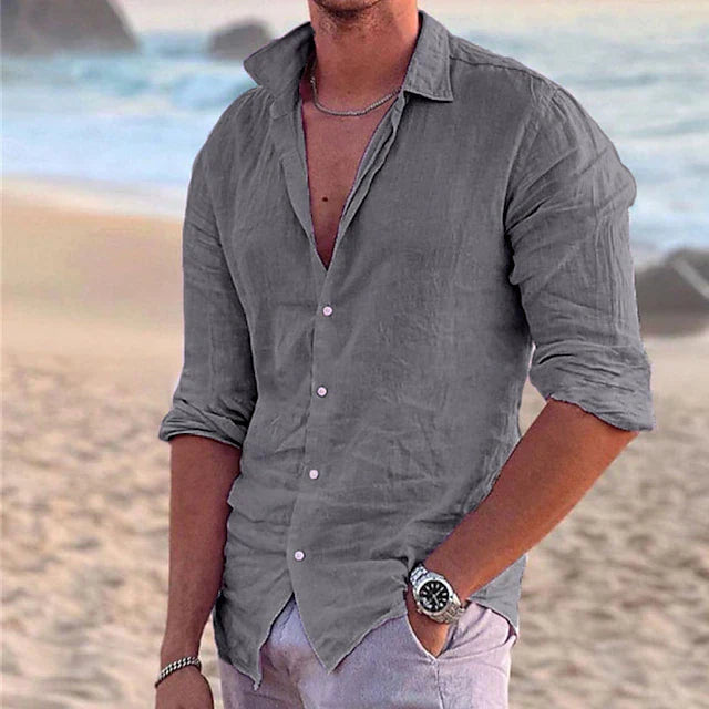 Men's Long-Sleeve Linen Shirt | Breathable Summer Fit