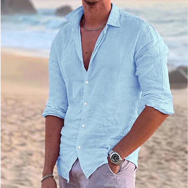 Men's Long-Sleeve Linen Shirt | Breathable Summer Fit
