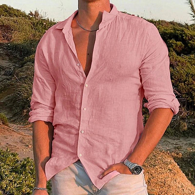 Men's Long-Sleeve Linen Shirt | Breathable Summer Fit