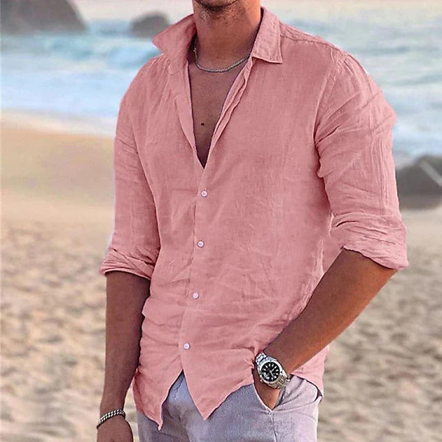 Men's Long-Sleeve Linen Shirt | Breathable Summer Fit