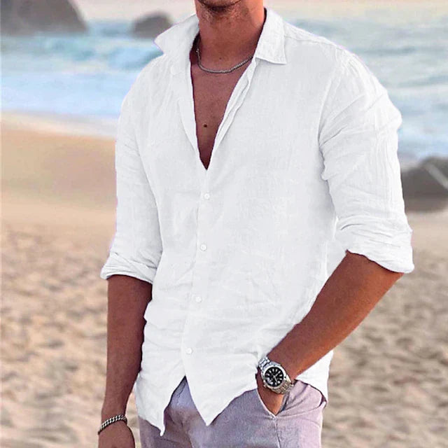 Men's Long-Sleeve Linen Shirt | Breathable Summer Fit