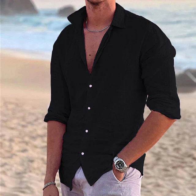 Men's Long-Sleeve Linen Shirt | Breathable Summer Fit