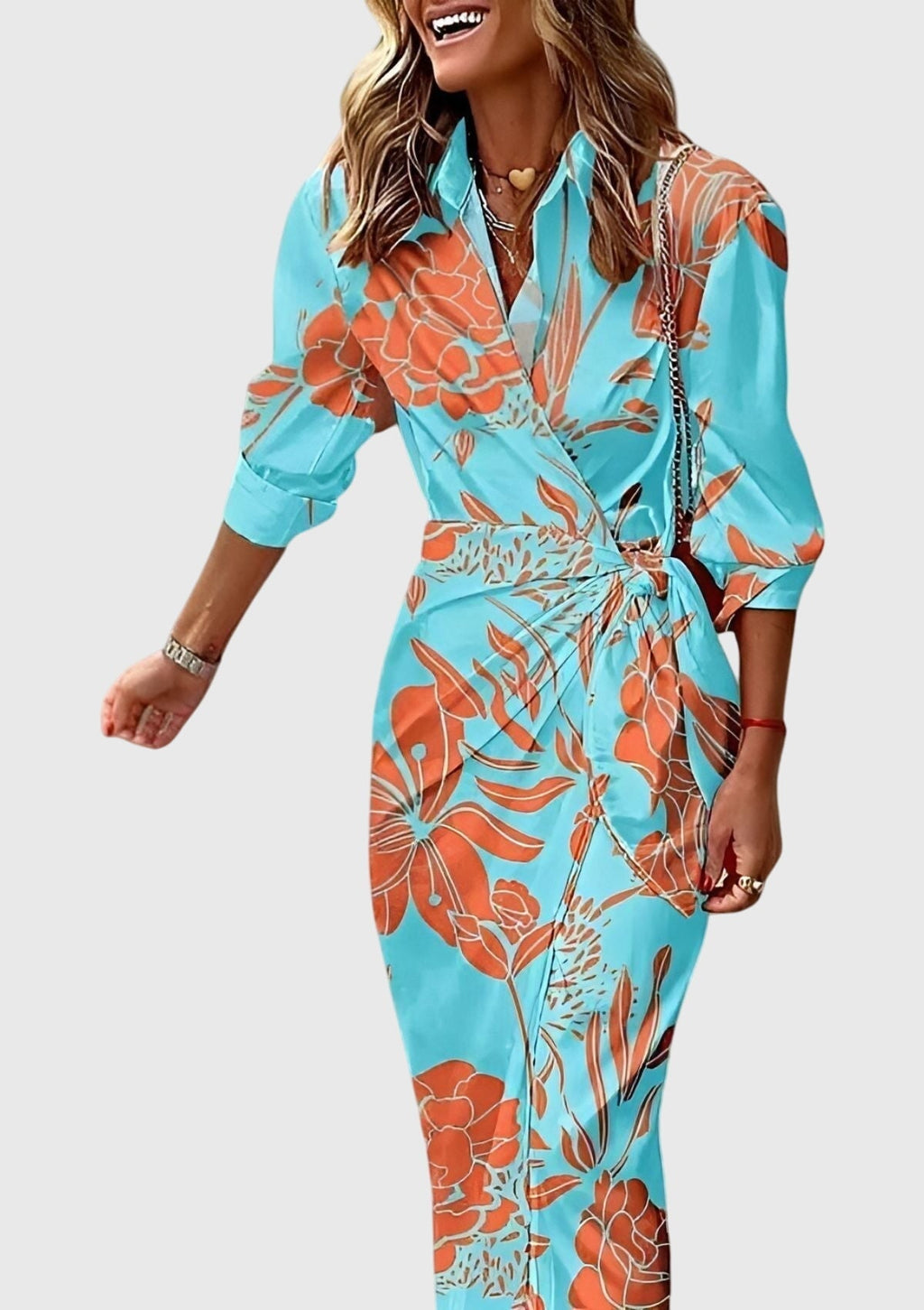 Everly Collection | Plus Size Wrap Dress with Adjustable Fit | Flattering Midi Style for Effortless Elegance 11