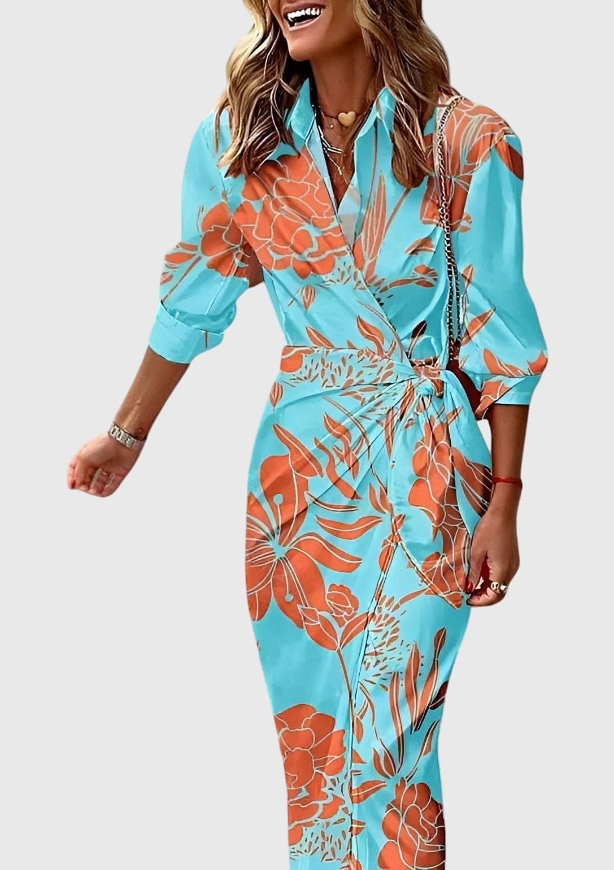 Everly Collection | Plus Size Wrap Dress with Adjustable Fit | Flattering Midi Style for Effortless Elegance 11