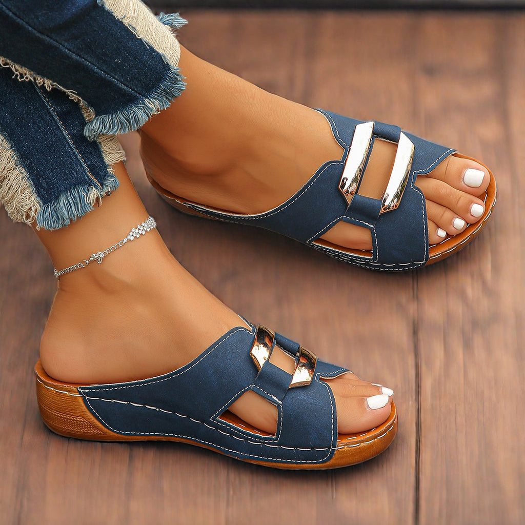 Everly Collection | Women's Sandals with Cushioned Footbed & Adjustable Buckle | Chic Slide Design for All-Day Comfort 1