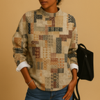 Febe | Women's Relaxed Fit Knit Sweater with Unique Graphic Print and Round Neck 0
