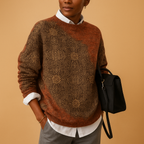 Febe | Women's Relaxed Fit Knit Sweater with Unique Graphic Print and Round Neck 1