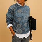 Febe | Women's Relaxed Fit Knit Sweater with Unique Graphic Print and Round Neck 2