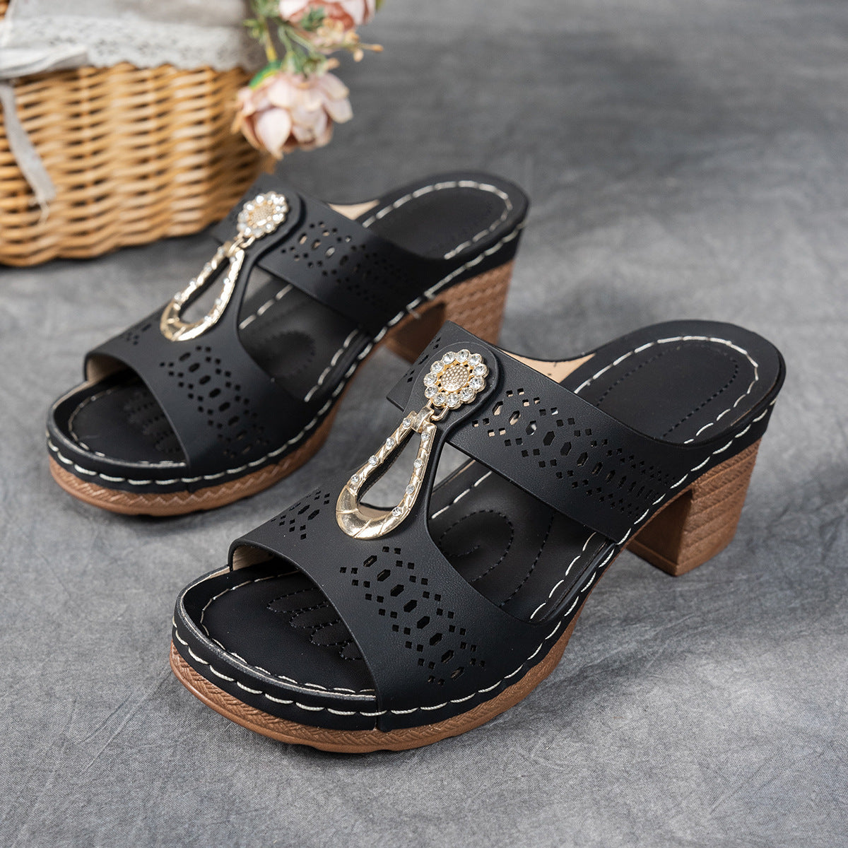 Finley Collection | Women's Orthopedic Flat Sandals with Rhinestone Accents | Stylish Comfort for All-Day Wear 7