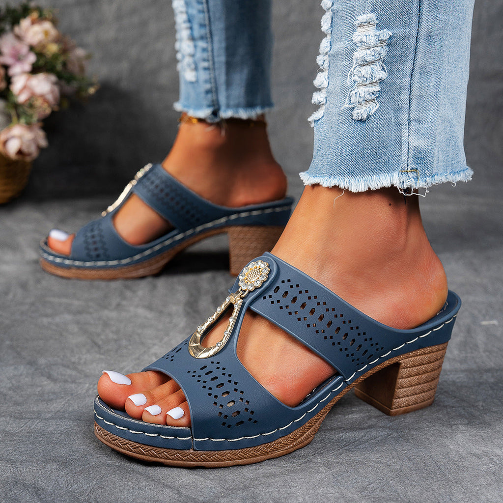 Finley Collection | Women's Orthopedic Flat Sandals with Rhinestone Accents | Stylish Comfort for All-Day Wear 8