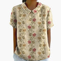Floral Bliss | Women's Short Sleeve Blouse with Crew Neckline | Elegant Everyday Top for Effortless Style 0