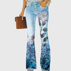 Floral Elegance | Wide Leg Pants Women with Unique Button Detailing | Chic Style for Effortless Elegance 4