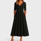 Ida Collection | Elegant Midi Dress with Sleeves & Side Pockets | Flattering Fit for Everyday Style 1
