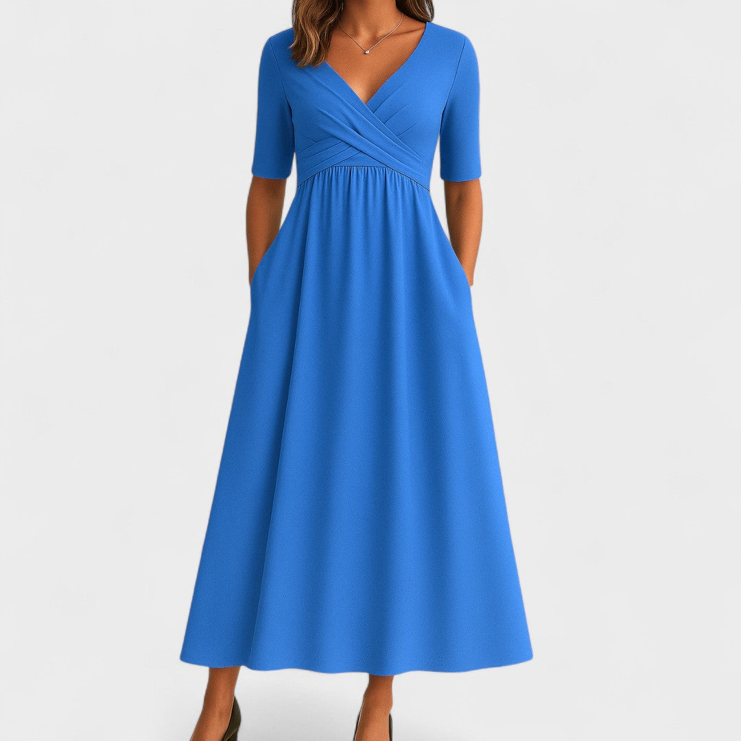 Ida Collection | Elegant Midi Dress with Sleeves & Side Pockets | Flattering Fit for Everyday Style 3