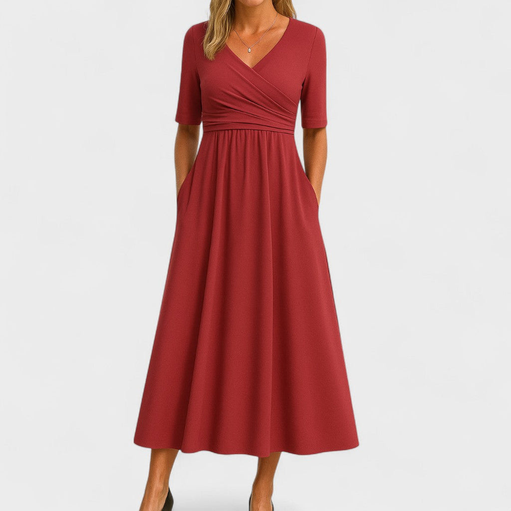 Ida Collection | Elegant Midi Dress with Sleeves & Side Pockets | Flattering Fit for Everyday Style 5