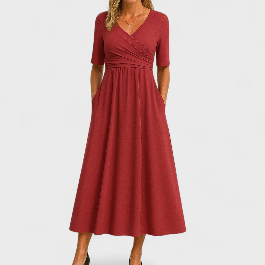 Ida Collection | Elegant Midi Dress with Sleeves & Side Pockets | Flattering Fit for Everyday Style 5