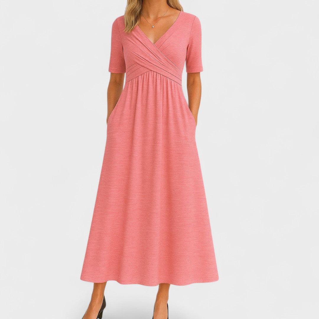 Ida Collection | Elegant Midi Dress with Sleeves & Side Pockets | Flattering Fit for Everyday Style 6
