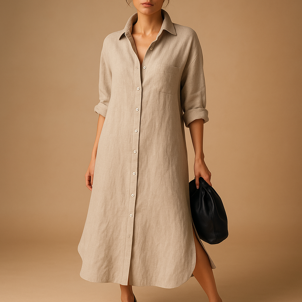 Isabelle | Women's Relaxed Fit Shirt-Style Dress in Eco-Friendly Hemp Blend 0