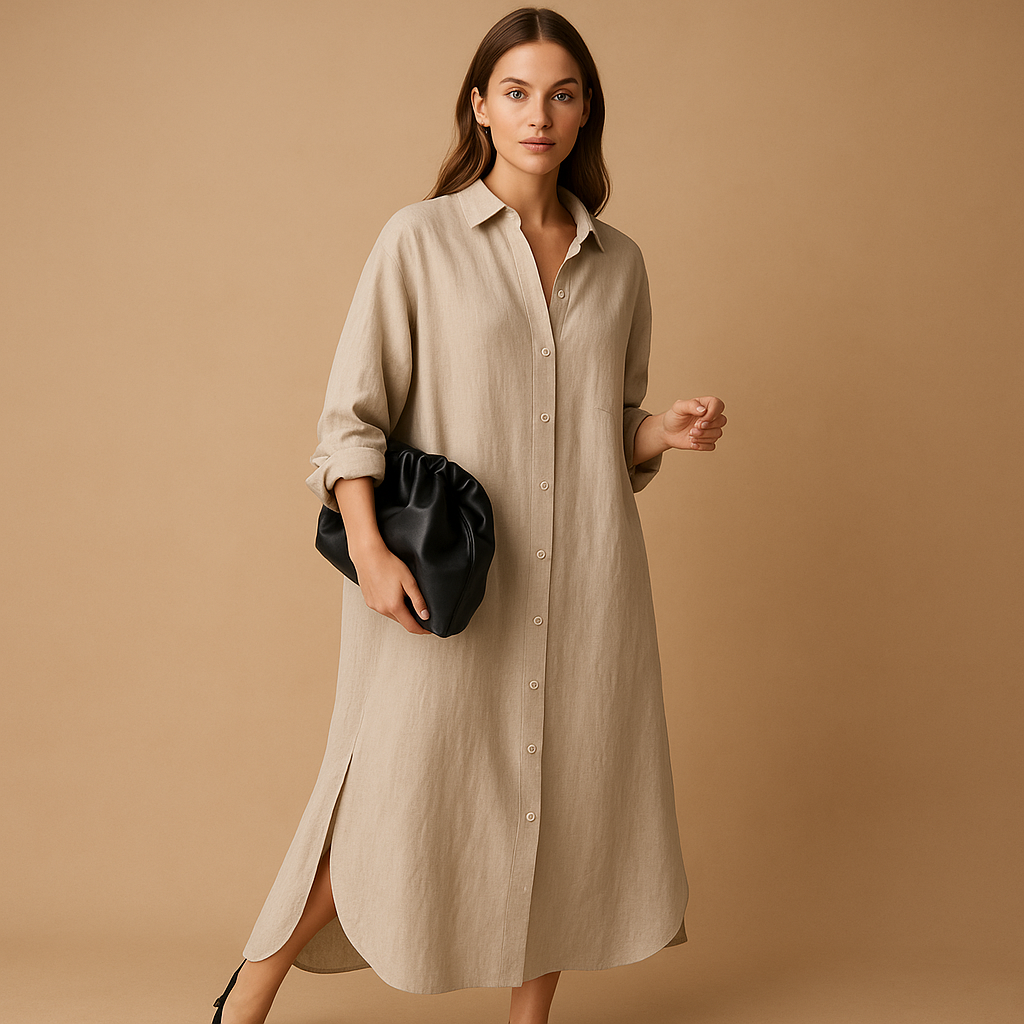 Isabelle | Women's Relaxed Fit Shirt-Style Dress in Eco-Friendly Hemp Blend 1