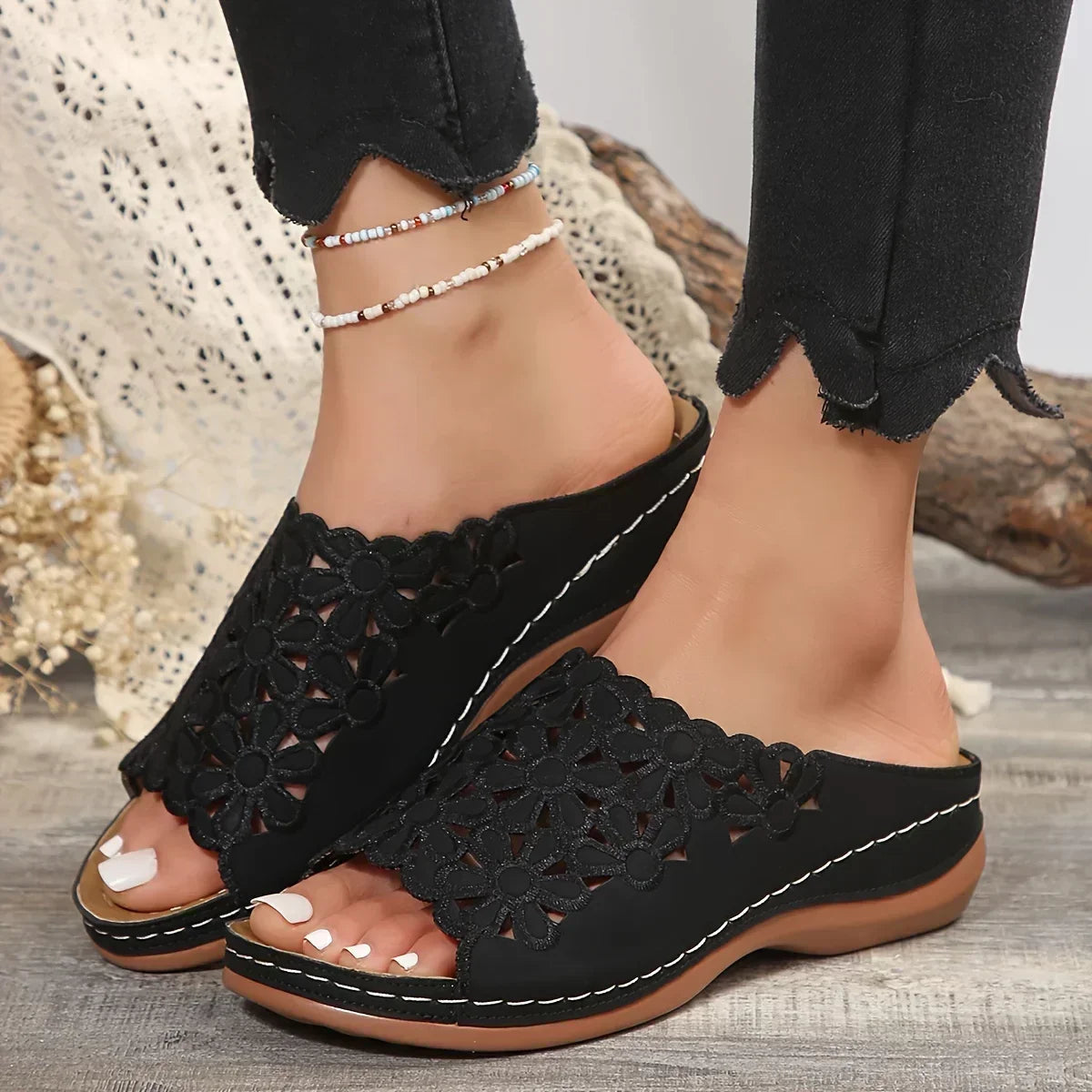 Isla Collection | Women's Sandals with Cushioned Insole | Floral Design for All-Day Comfort 0