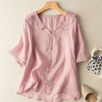 Kristi | Women's White Blouse with Scalloped Collar & Relaxed Fit for Effortless Elegance