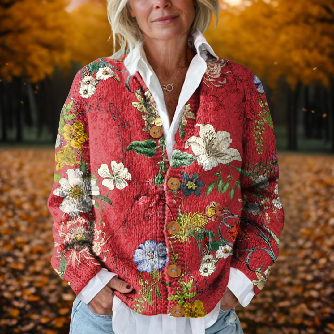 Larissa Collection | Long Cardigan for Women with Vintage Floral Design | Cozy Layering for Effortless Autumn Style 0