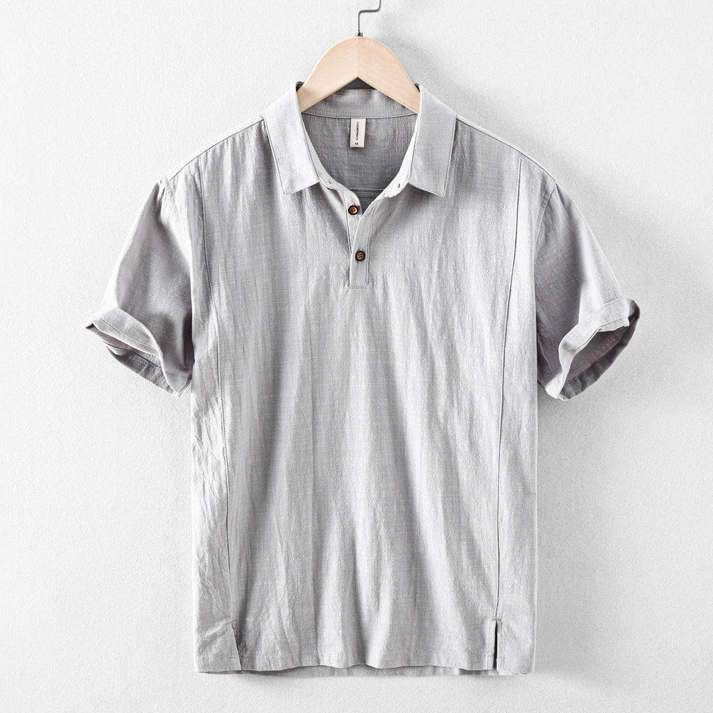 Men's Linen Shirt | Short-Sleeve Point-Collar, Summer
